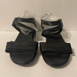 Ziera Women’s Cross Strap Leather Super Support Black Sandal Size 38 (7.5)